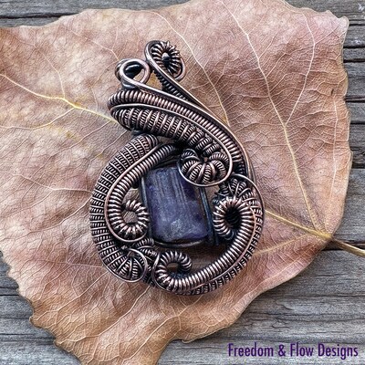 Purple Apatite Copper Handcrafted Wire Wrapped Pendant With Cord Chain - image1